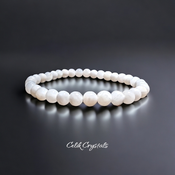 Moonstone Bracelet Rare Natural Stones 6mm Healing Bracelet Unisex - Picture 4 of 6